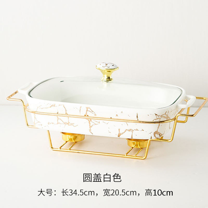 Crossborder Nordic Rectangular Binaural Ceramic Casserole Household Tableware Heating Hotel
